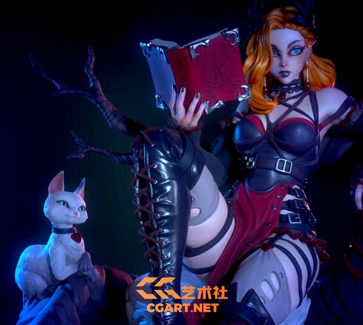 图片[3]-黑暗魔法女孩游戏角色雕刻3D打印模型