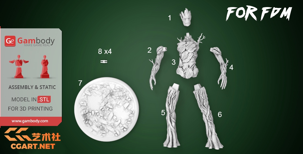 图片[9]-银河护卫队 成年格鲁特Adult Groot - 3D打印STL模型