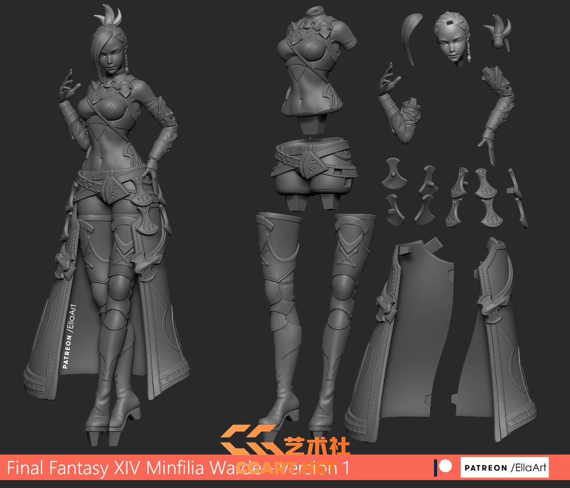 图片[2]-EllaArt - Minfilia Warde from FFXIV (3 versions) (2) 3d打印