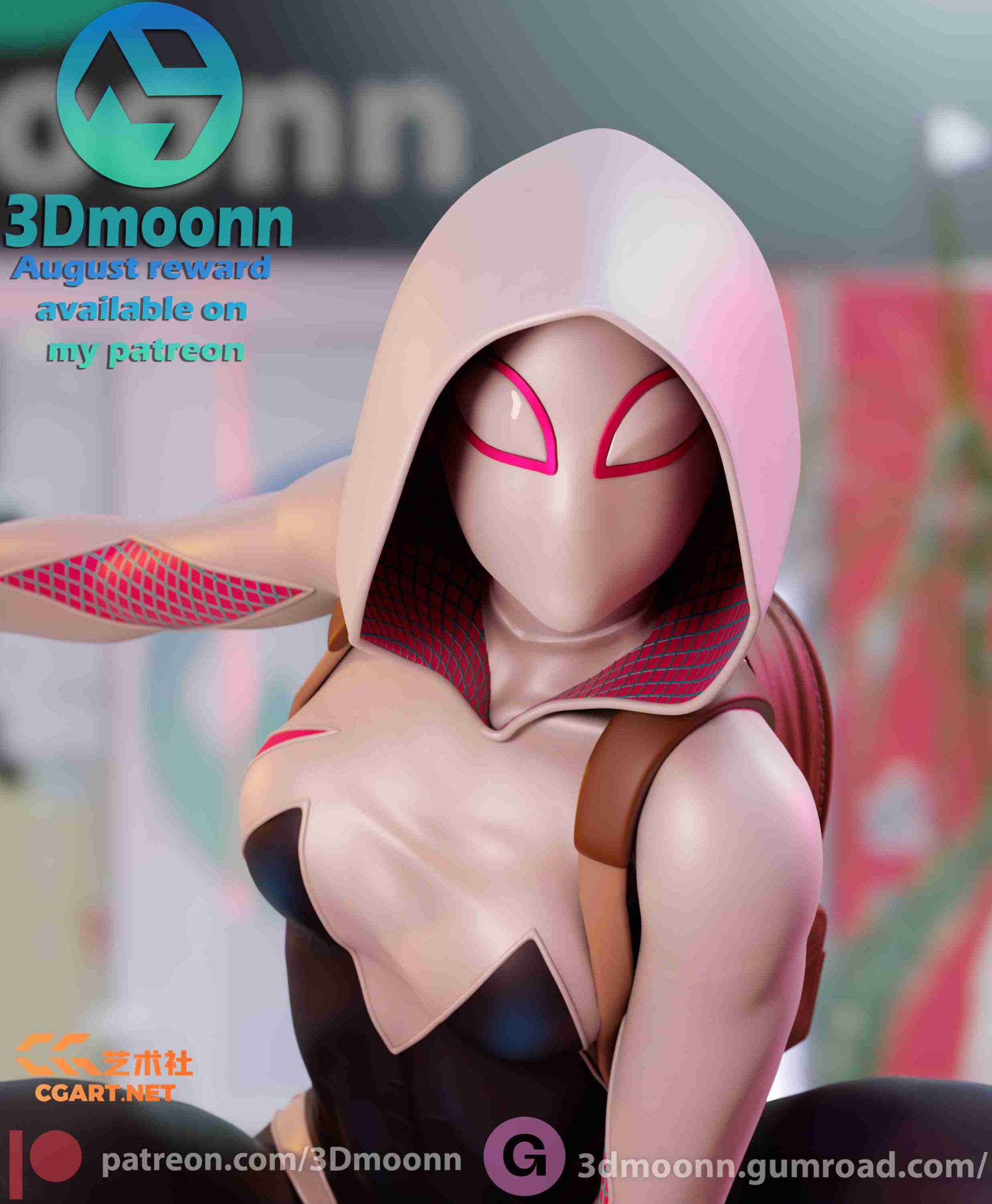 3D打印手办模型_3Dmoonn - Spider Gwen 女蜘蛛侠 蜘蛛格温