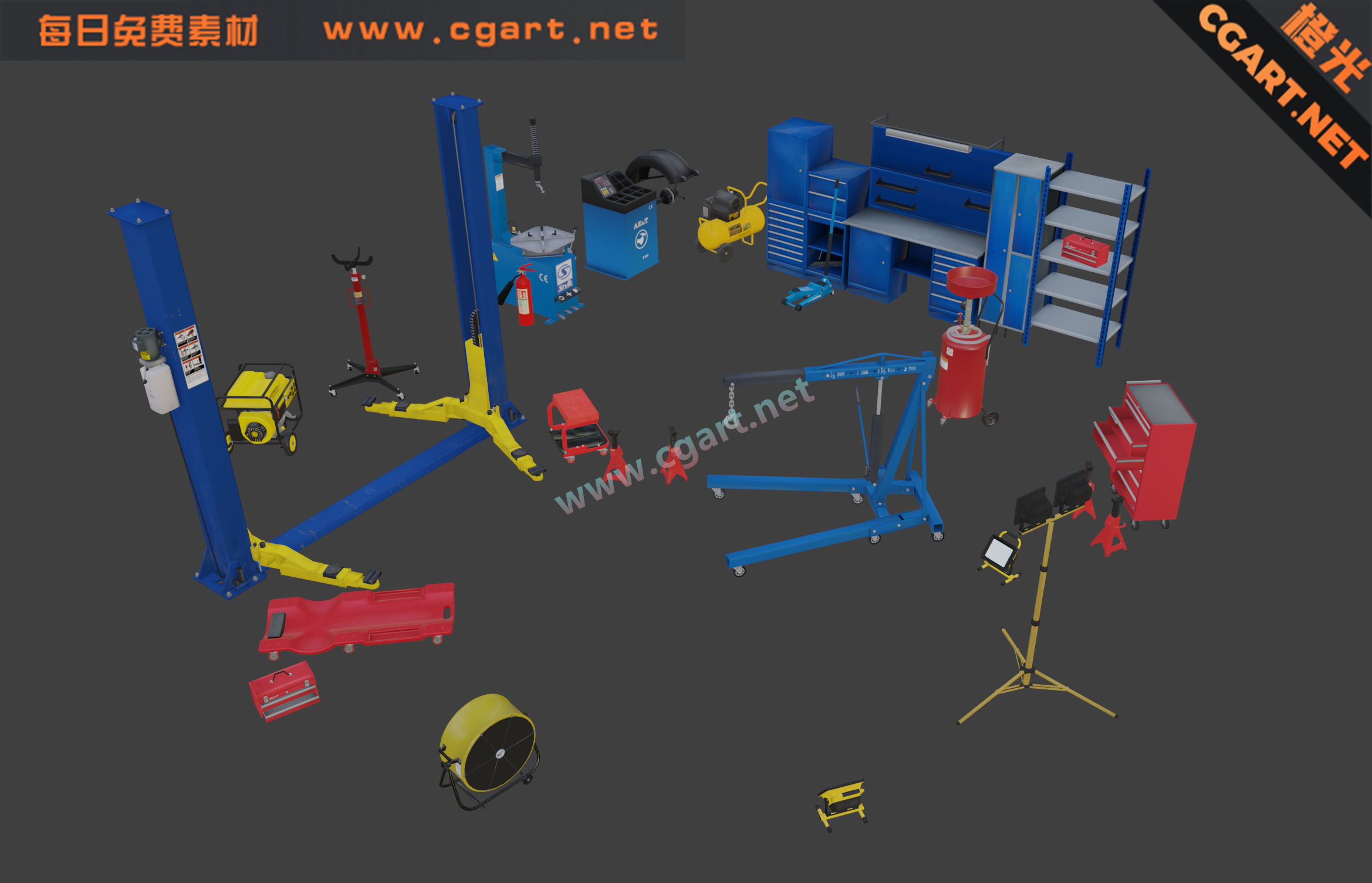 图片[2]-汽修工具设备 3D 模型合集来袭-橙光艺术网