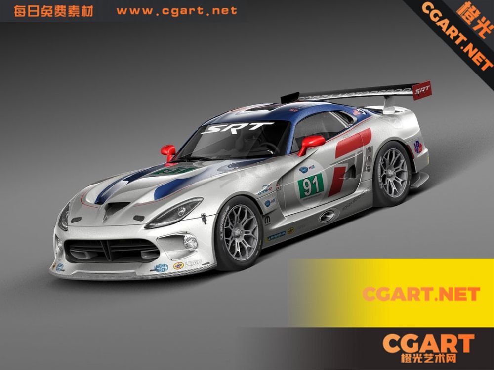 道奇汽车模型 Dodge Viper GTS-R 2013 Race Car_免费3D模型_CGART_橙光艺术网-橙光艺术网