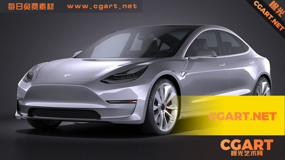 特斯拉MODEL3轿跑汽车-3D模型-cgart 免费模型_橙光艺术网-橙光艺术网