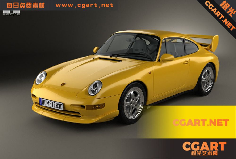 保时捷911轿跑汽车C4D模型 Porsche 911 Carrera Clubsport 免费3D模型_CGART_橙光艺术网-橙光艺术网