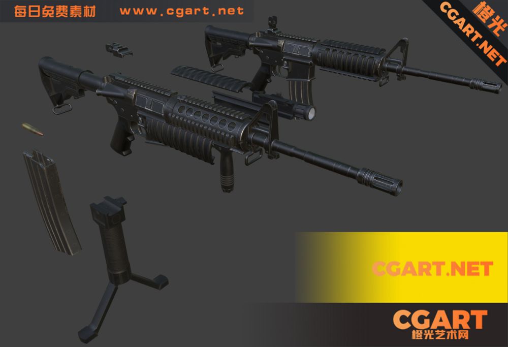 M4卡宾枪 m4-carbine 步枪3D模型下载_橙光艺术网-橙光艺术网