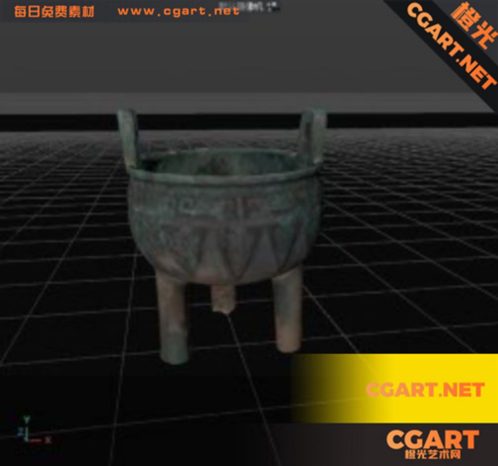 C4D中国古代青铜器圆鼎模型_扫描古董模型-橙光艺术网